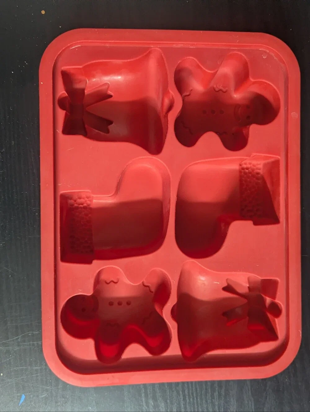 Red Silicone Holiday Cookie Mold Baking Tray